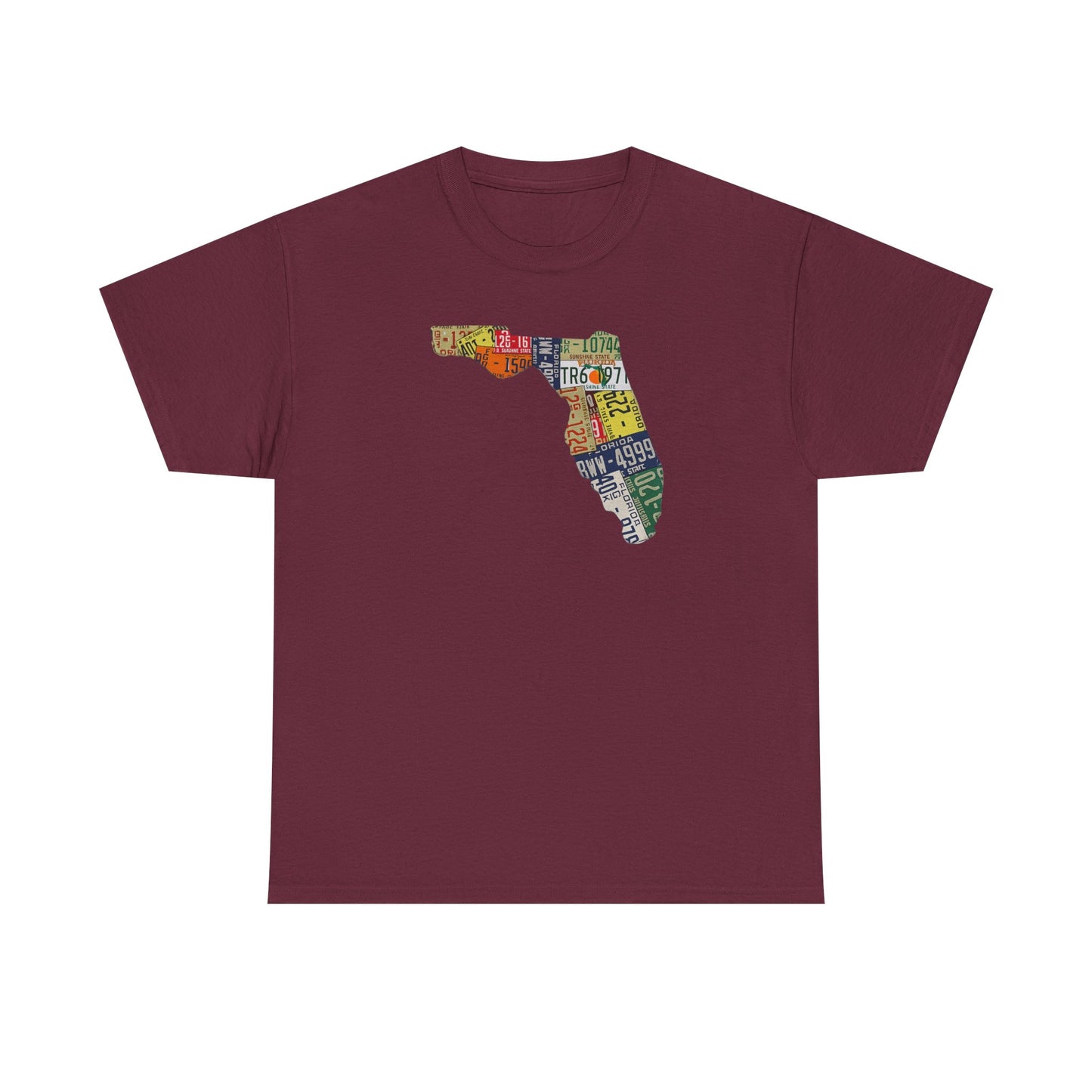 Florida License Plate Map T-Shirt — Vintage State Silhouette Tee