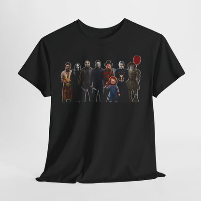 Horror Icons Collage T‑Shirt — Retro Movie Villains Graphic Tee