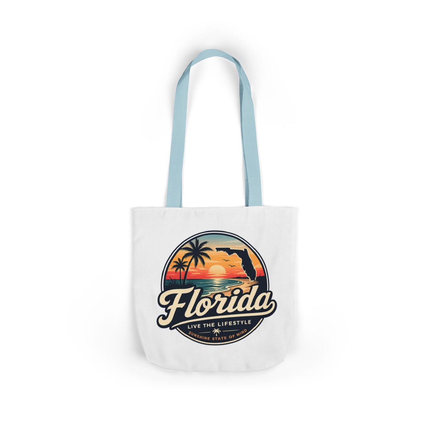 Florida Sunset Canvas Tote Bag — Retro Palm Beach Design