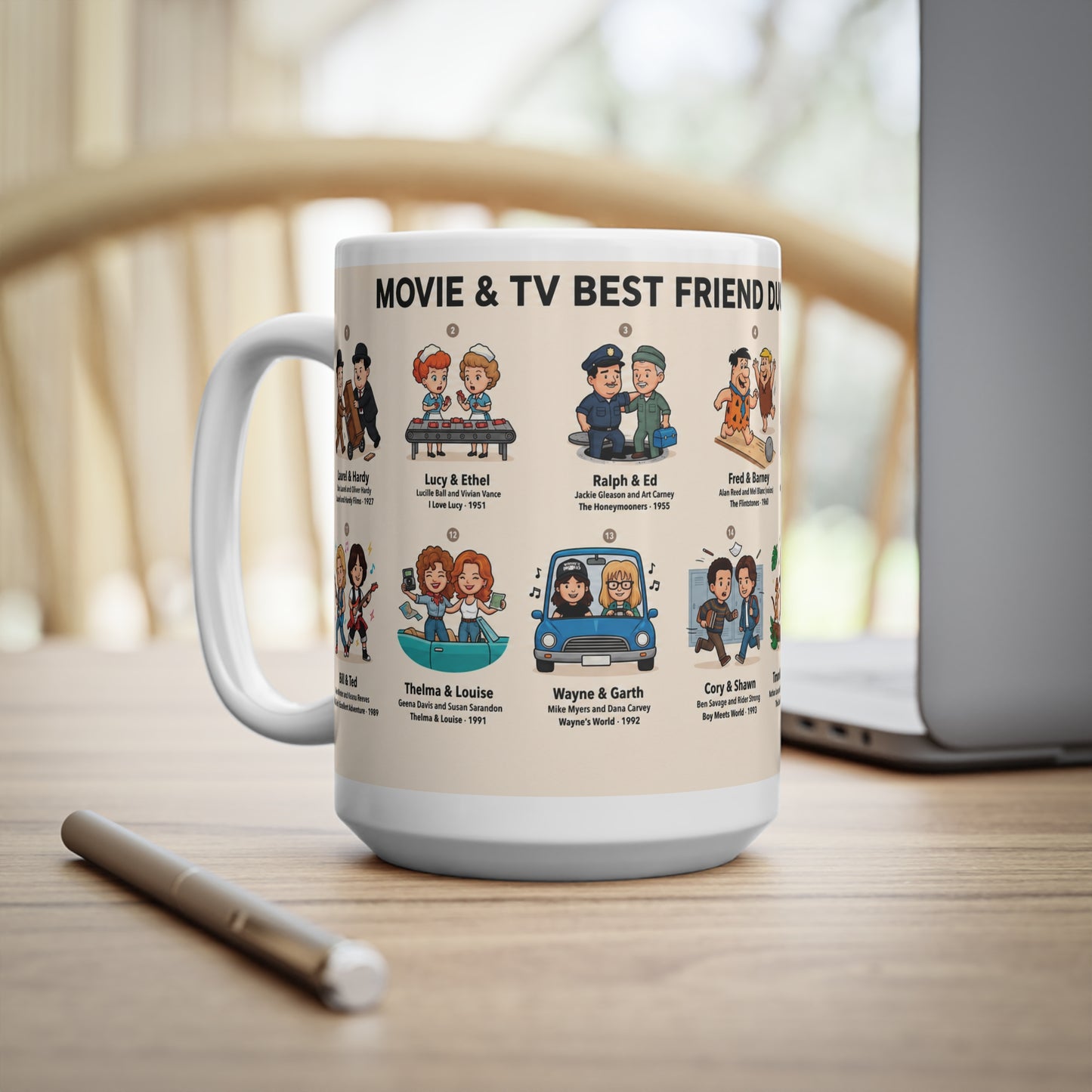 Best Friend Duos Coffee Mug — Vintage Club Championship Medal Design (11oz & 15oz)