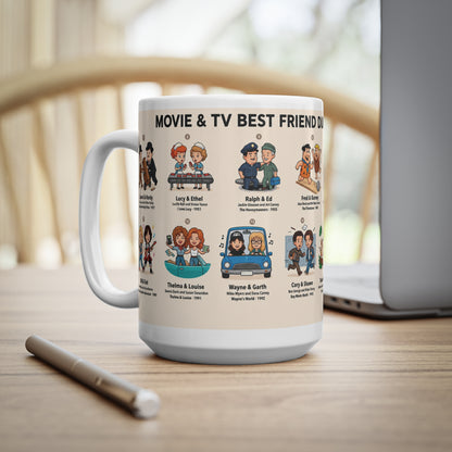 Best Friend Duos Coffee Mug — Vintage Club Championship Medal Design (11oz & 15oz)