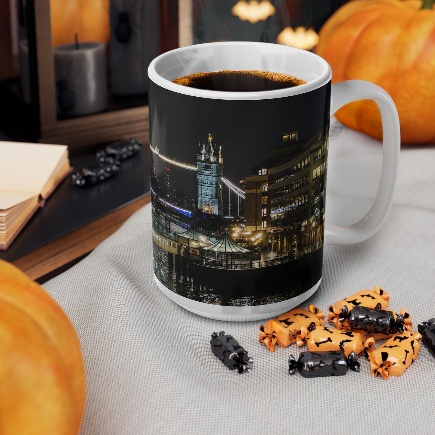 London Tower Bridge Nightscape Ceramic Mug — Tower Bridge Cityscape Coffee Cup (11oz & 15oz)