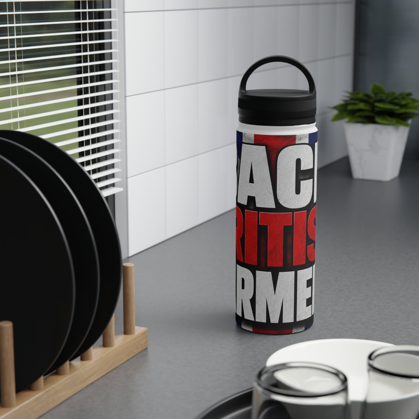 Back British Farmers Stainless Steel Water Bottle — Union Jack Patriotic Insulated Bottle