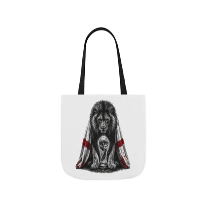 England Lion Guardian Canvas Tote — Protective Lion & Cub Illustration Tote Bag