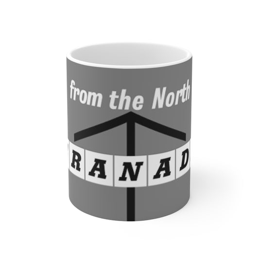 Granada TV Vintage Sign Ceramic Coffee Mug — 'from the North' Travel Souvenir, 11oz & 15oz