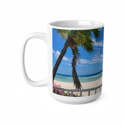 Barbados Beach View Ceramic Coffee Mug — Tropical Palm Seaside 11oz & 15oz