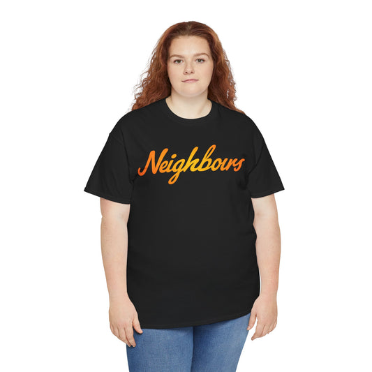 Neighbours Script T‑Shirt — Retro Orange Neighborhood Tee