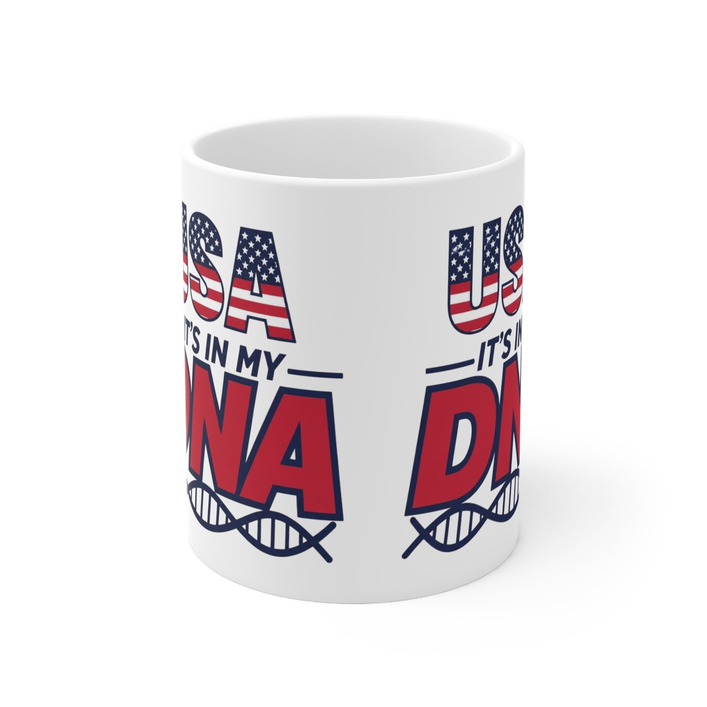 USA It's in My DNA Ceramic Coffee Mug — Patriotic 11oz/15oz Tea Cup