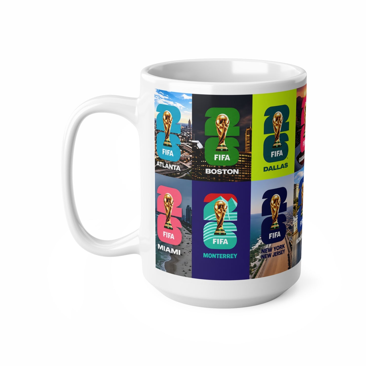 FIFA World Cup Cities Collage Mug — 11oz/15oz Ceramic Coffee Cup