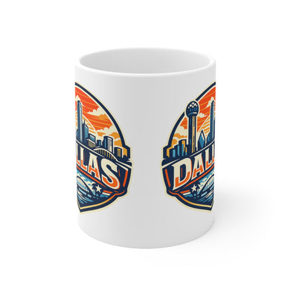 Dallas Skyline Ceramic Coffee Mug — Retro Cityscape 11oz & 15oz