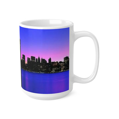 New York City Skyline Coffee Mug — Twilight Urban Landscape Ceramic Mug (11oz & 15oz)