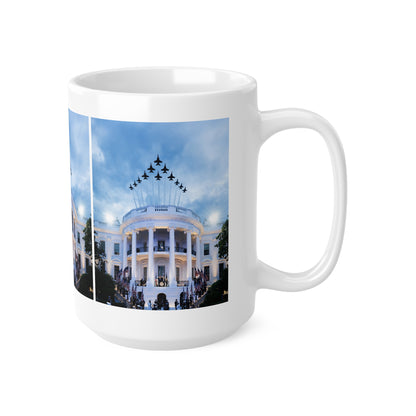 Patriotic White House Panorama with Jet Flyover 11oz/15oz Ceramic Mug