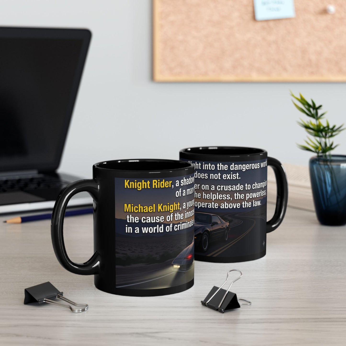 KITT Knight Rider Quote Black Mug — Retro Techno Car Coffee Cup (11oz/15oz)