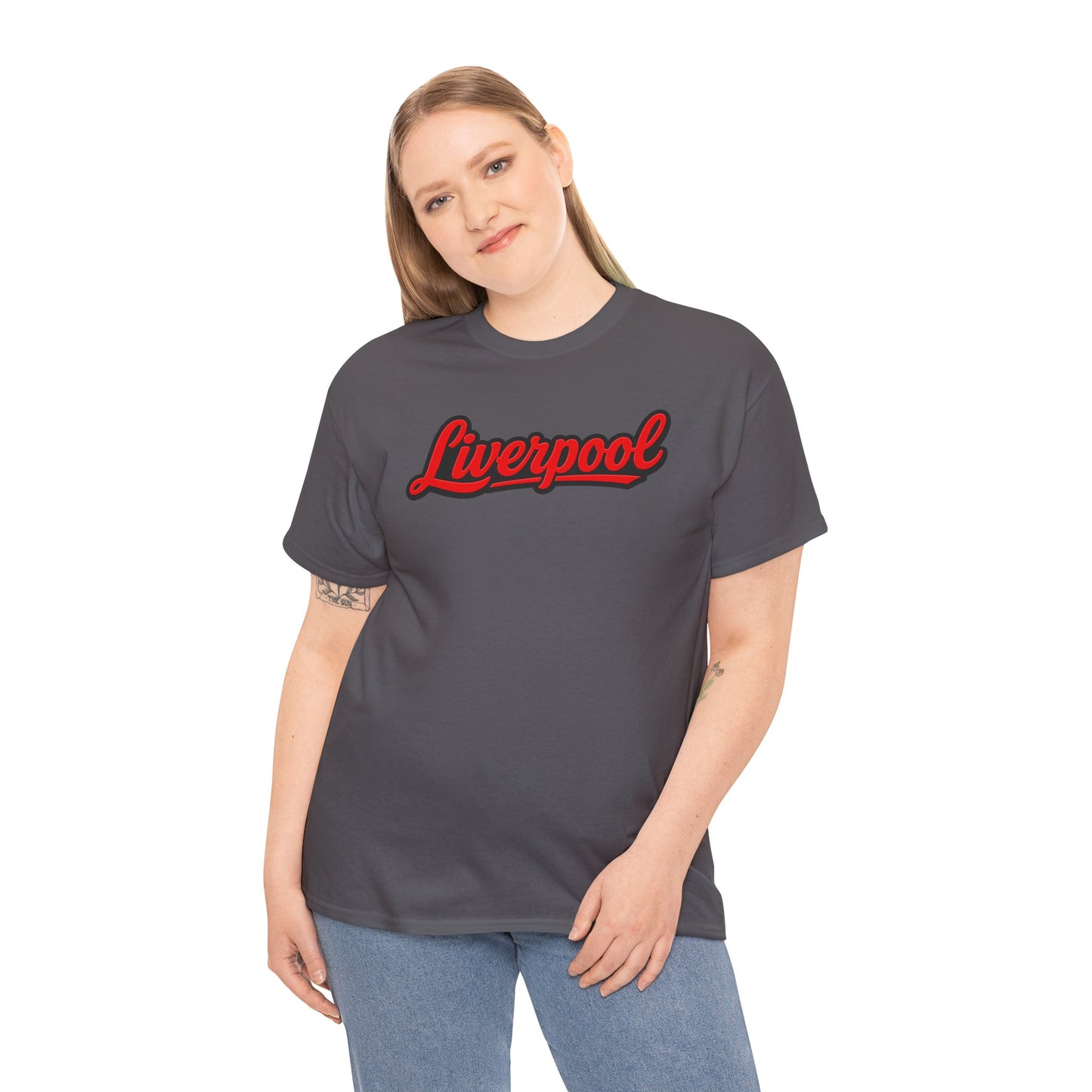 Liverpool Script T-Shirt — Retro Red Script Football Fan Tee