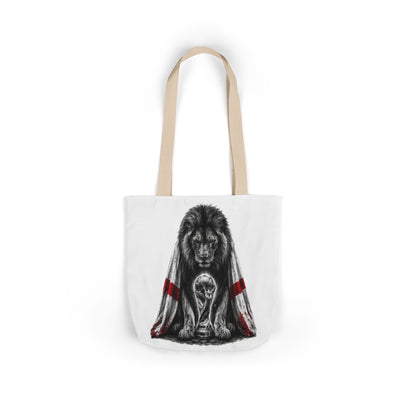 England Lion Guardian Canvas Tote — Protective Lion & Cub Illustration Tote Bag