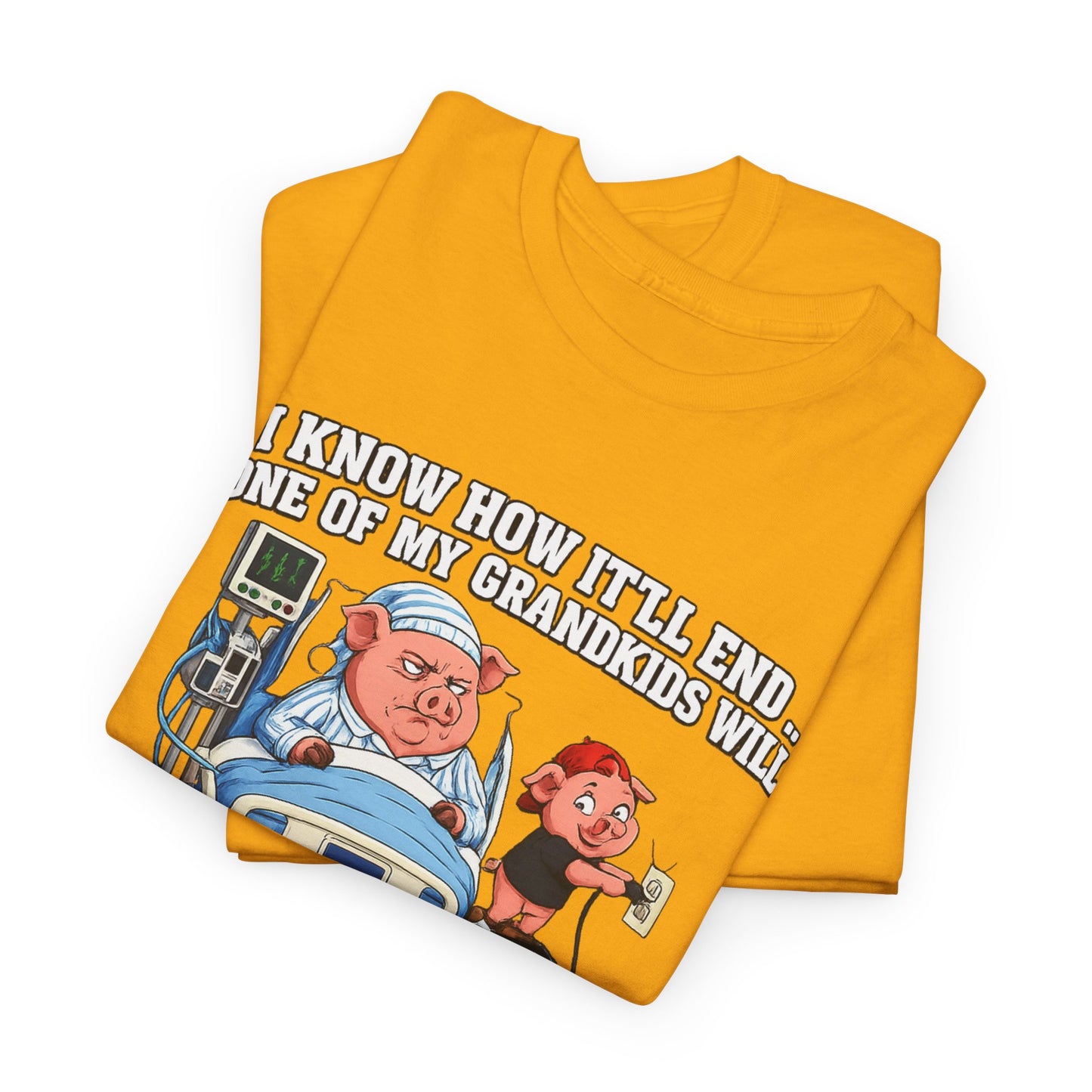 Funny Grandpa T-Shirt - "Unplug My Life Support to Charge Their Phone" Grandpa Humor Tee