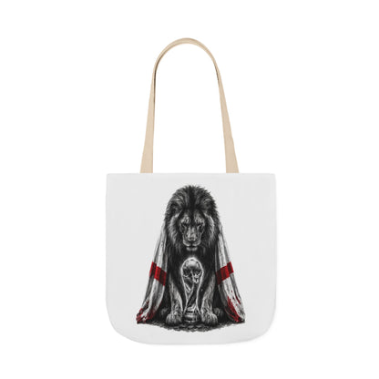 England Lion Guardian Canvas Tote — Protective Lion & Cub Illustration Tote Bag