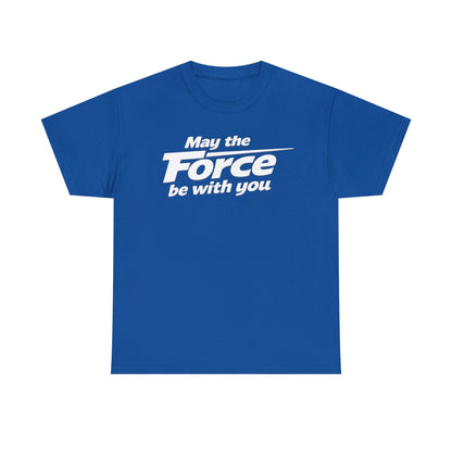 "May the Force Be With You" Retro Embossed Graphic T‑Shirt —
