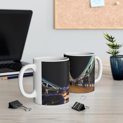 London Tower Bridge Night Photo Mug — Ceramic Coffee Cup, 11oz & 15oz