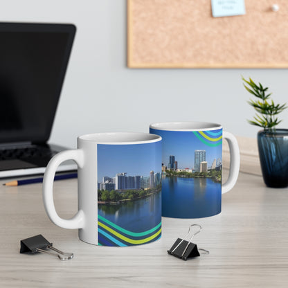 Orlando Lake Eola City Skyline Coffee Mug — Scenic Waterfront 11oz & 15oz Ceramic Cups