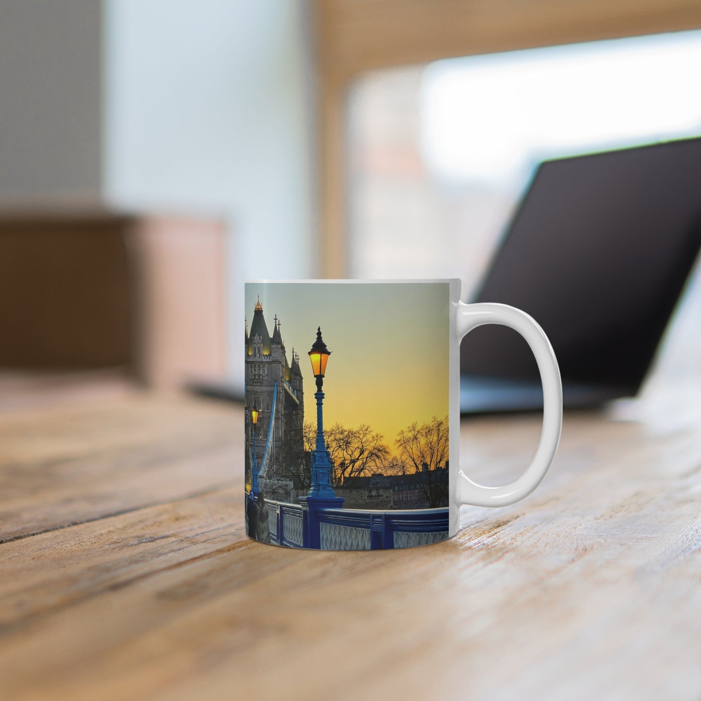 London Tower Bridge Photo Mug – Sunrise Cityscape Ceramic Coffee Cup (11oz, 15oz)
