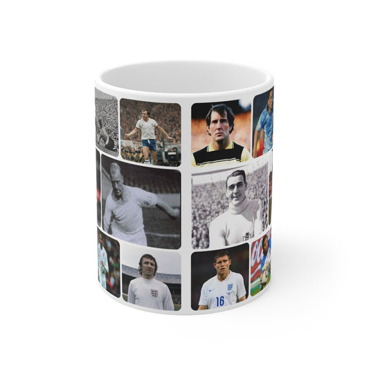 Man City and England Football Legends Photo Collage Mug — Ceramic Coffee Cup (11oz/15oz)