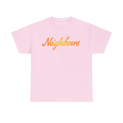 Neighbours Script T‑Shirt — Retro Orange Neighborhood Tee