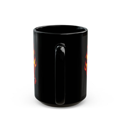 Hellfire Club Black Mug — Flaming Demon Skull Coffee Cup (11oz & 15oz)