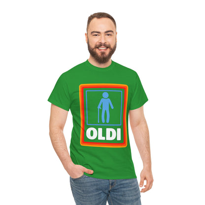 Oldi Retro Logo Tee — Funny Elderly Humour T-Shirt