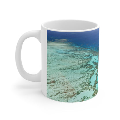 Ocean Reef Ceramic Coffee Mug — Aerial Turquoise Sea Print (11oz & 15oz)