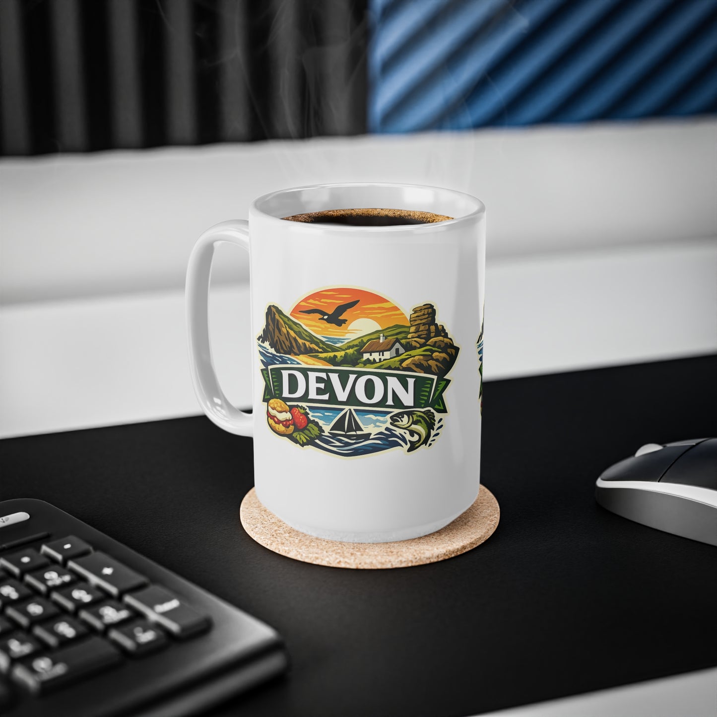 Devon Scenic Mug — Coastal Sunrise Ceramic Coffee Cup (11oz & 15oz)