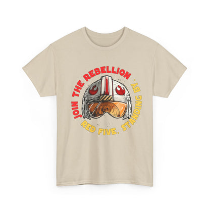 Rebel Pilot T-Shirt — "Join the Rebellion, Red Five" Vintage Helmet Design