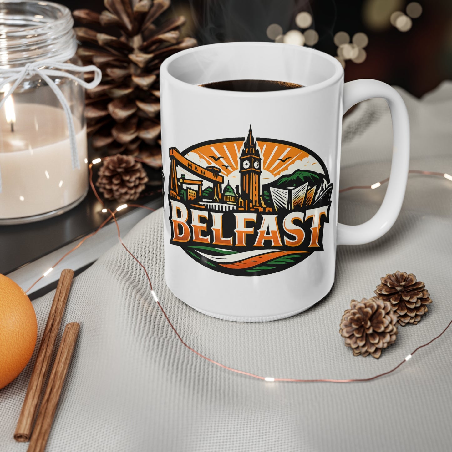 Belfast Skyline Ceramic Coffee Mug — 11oz & 15oz Irish City Souvenir