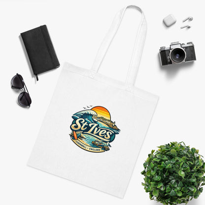 St Ives Beach Tote — Cornwall Surf Sunset Cotton Tote Bag
