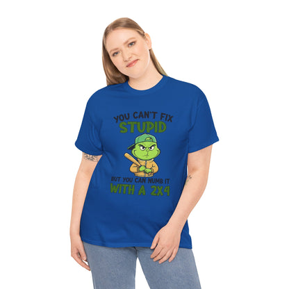 Funny Carpenter T‑Shirt — "You Can't Fix Stupid But You Can Numb It With a 2x4"