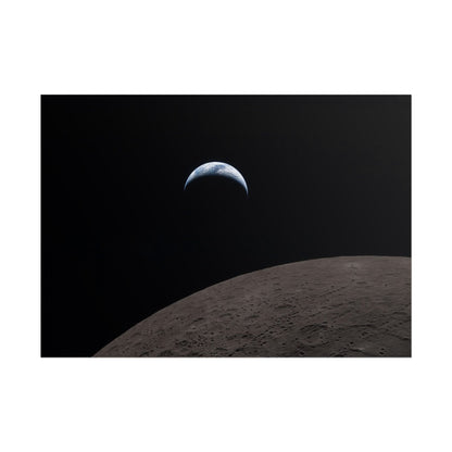 Moonrise Over Lunar Surface Poster — Minimalist Space Photography Print