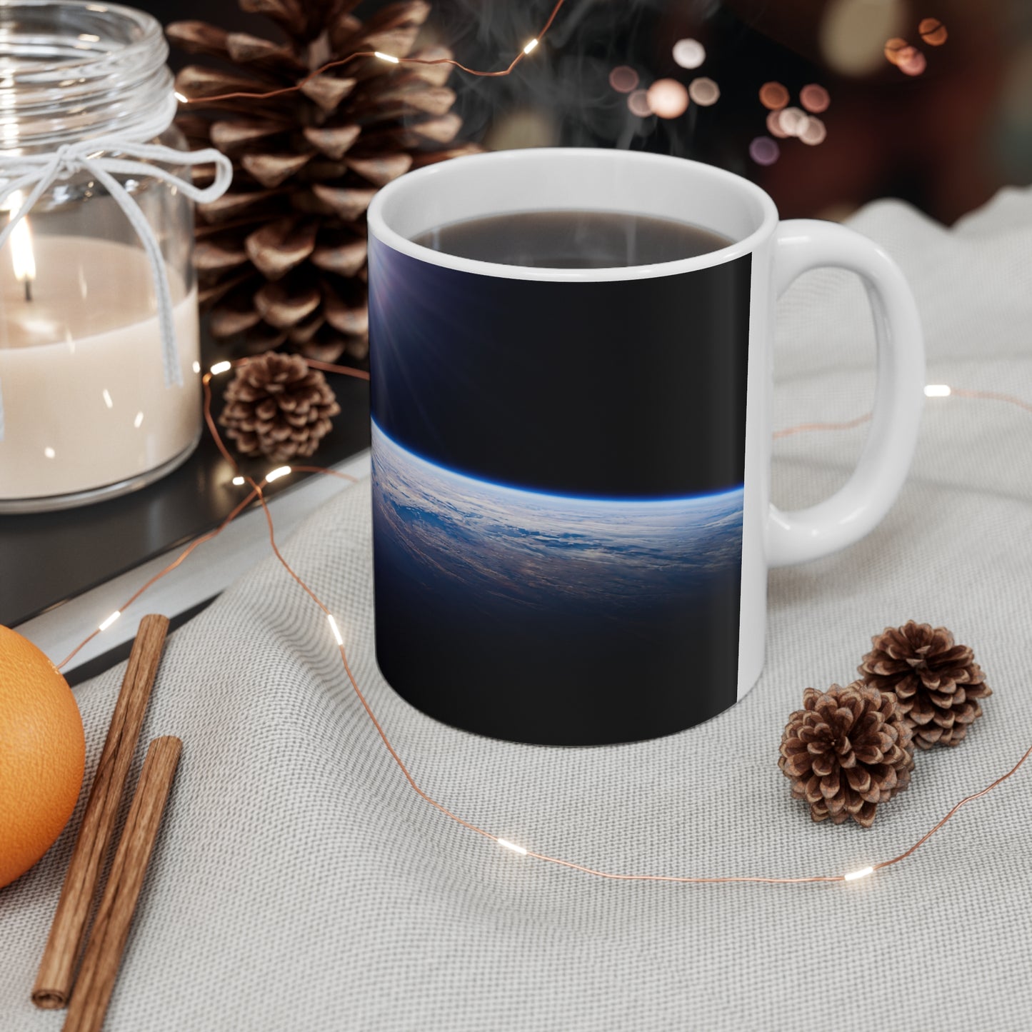 Space Horizon Ceramic Mug — Sunrise Over Earth 11oz/15oz