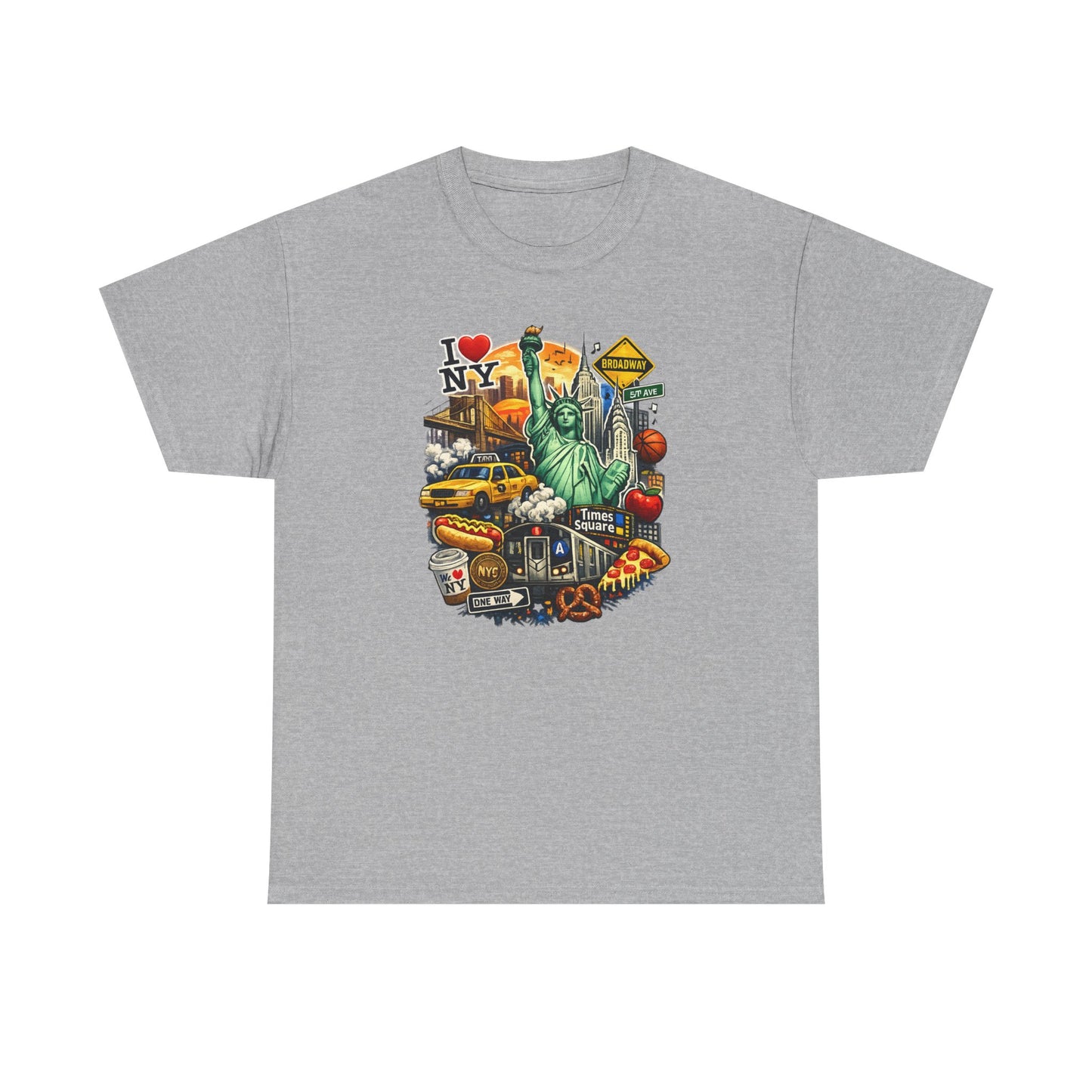 New York City Icons T-Shirt — Statue of Liberty, Taxi & I  NY Collage Tee