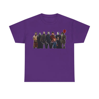 Horror Icons Collage T‑Shirt — Retro Movie Villains Graphic Tee