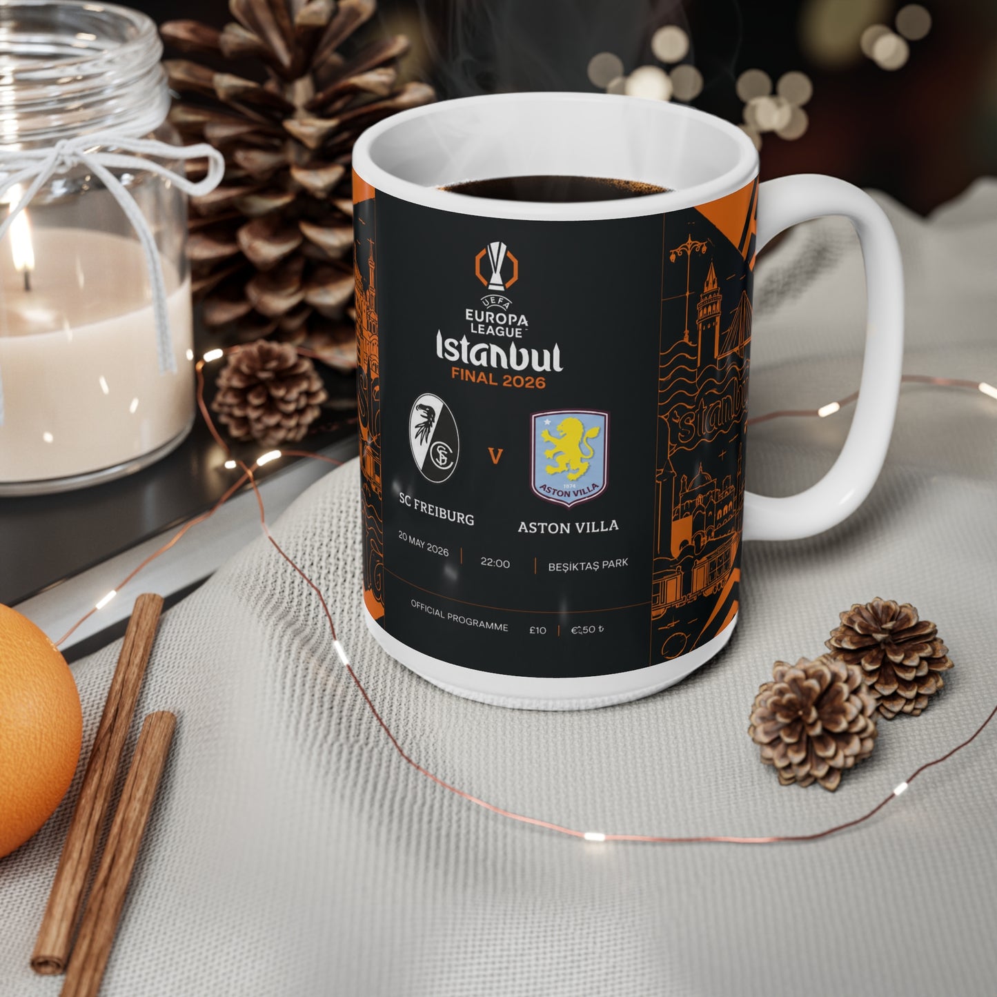 2026 Europa League Final Programme Cover Inspired Ceramic Coffee Cup (11oz/15oz)