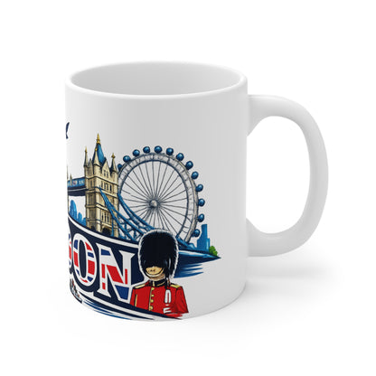 London Skyline Ceramic Mug — Union Jack 'London' Coffee Cup (11oz & 15oz)