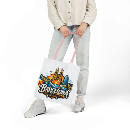 Barcelona Skyline Canvas Tote Bag — Colorful Travel Souvenir Tote