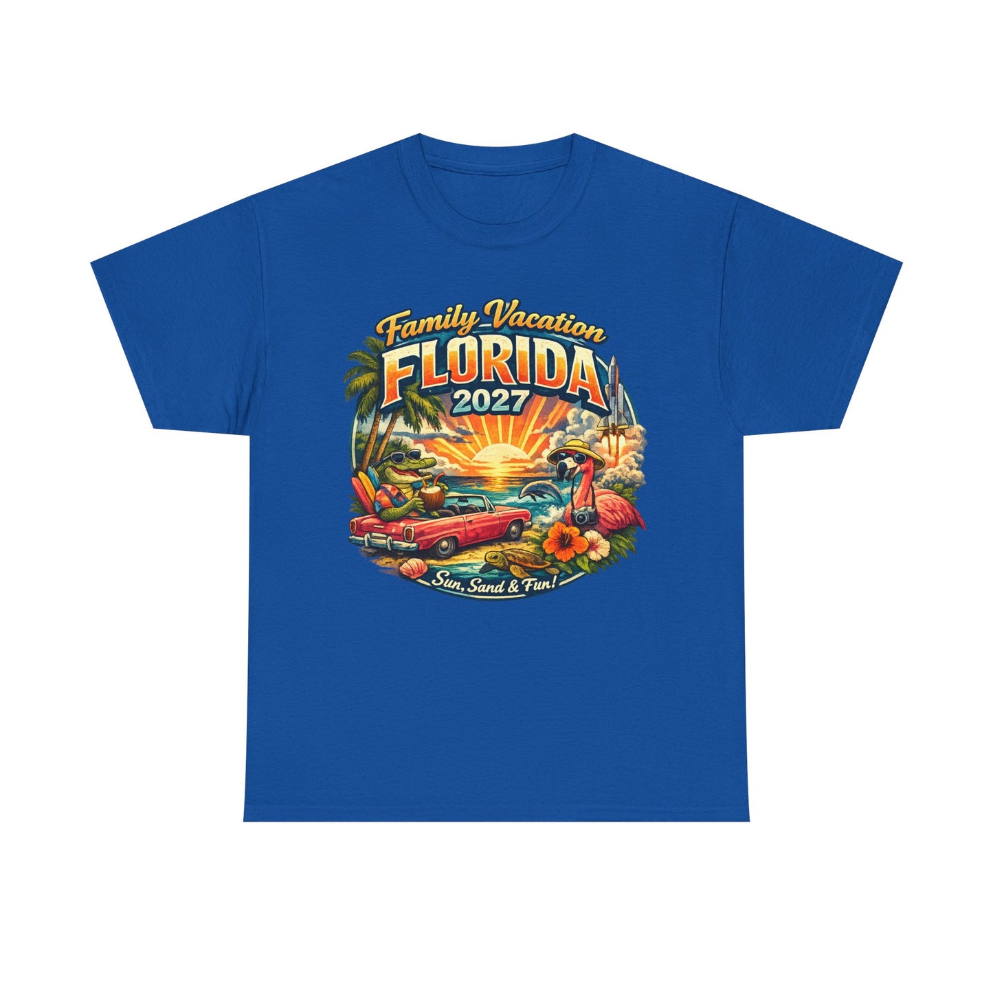Florida Family Vacation 2027 T-Shirt — Retro Sunset Beach Design