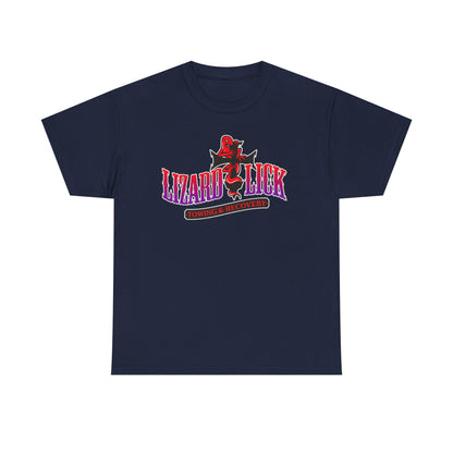 Lizard Lick T-Shirt — Retro Neon Logo Tee with Lizard & Cowboy Graphic