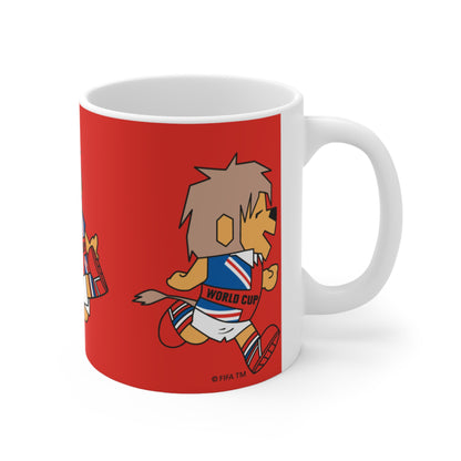 1966 World Cup Lion Soccer Mug — Retro Football Mascot Ceramic Coffee Cup (11oz, 15oz)