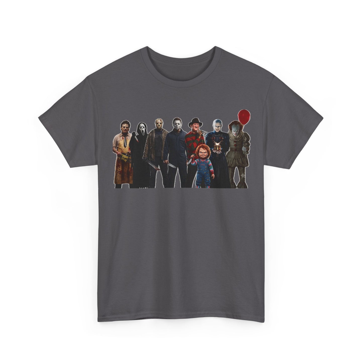 Horror Icons Collage T‑Shirt — Retro Movie Villains Graphic Tee