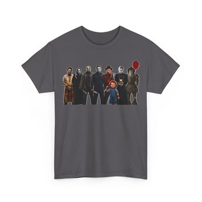 Horror Icons Collage T‑Shirt — Retro Movie Villains Graphic Tee