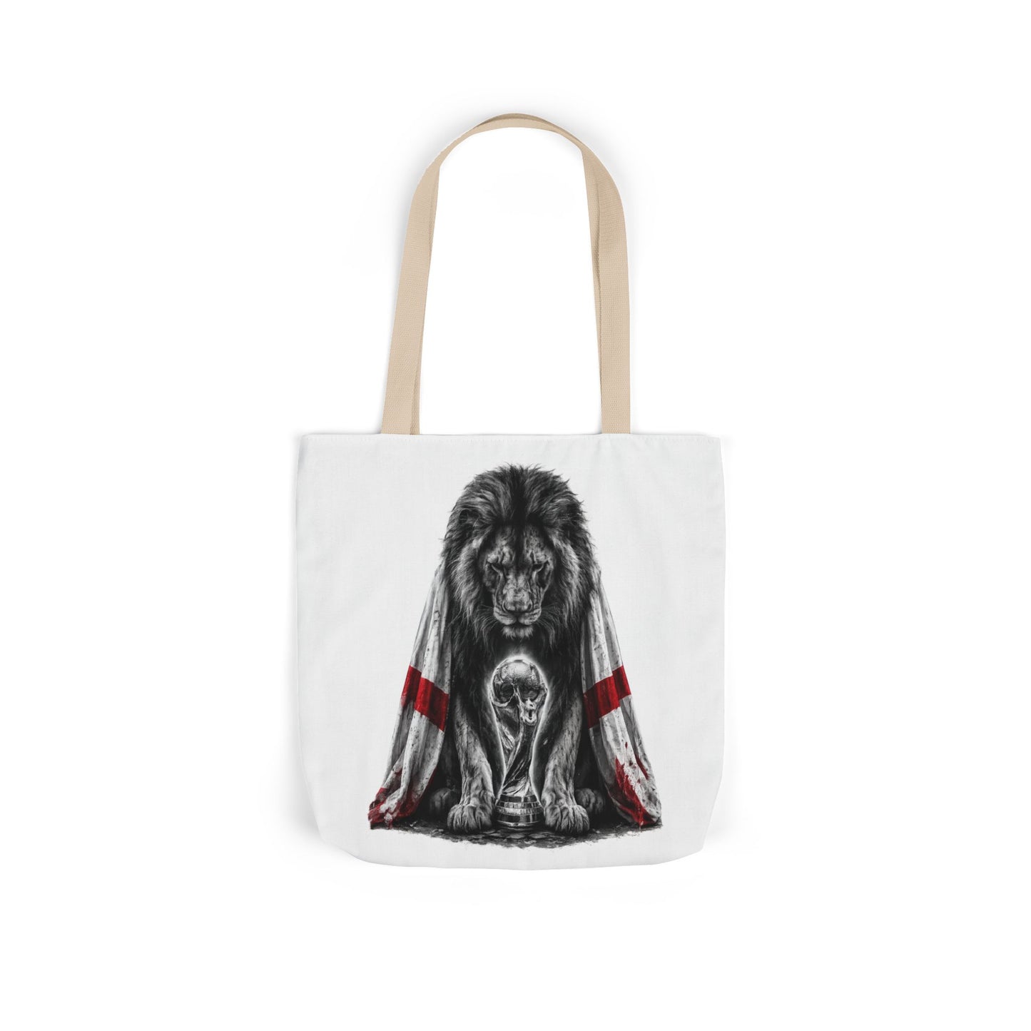 England Lion Guardian Canvas Tote — Protective Lion & Cub Illustration Tote Bag