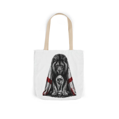 England Lion Guardian Canvas Tote — Protective Lion & Cub Illustration Tote Bag