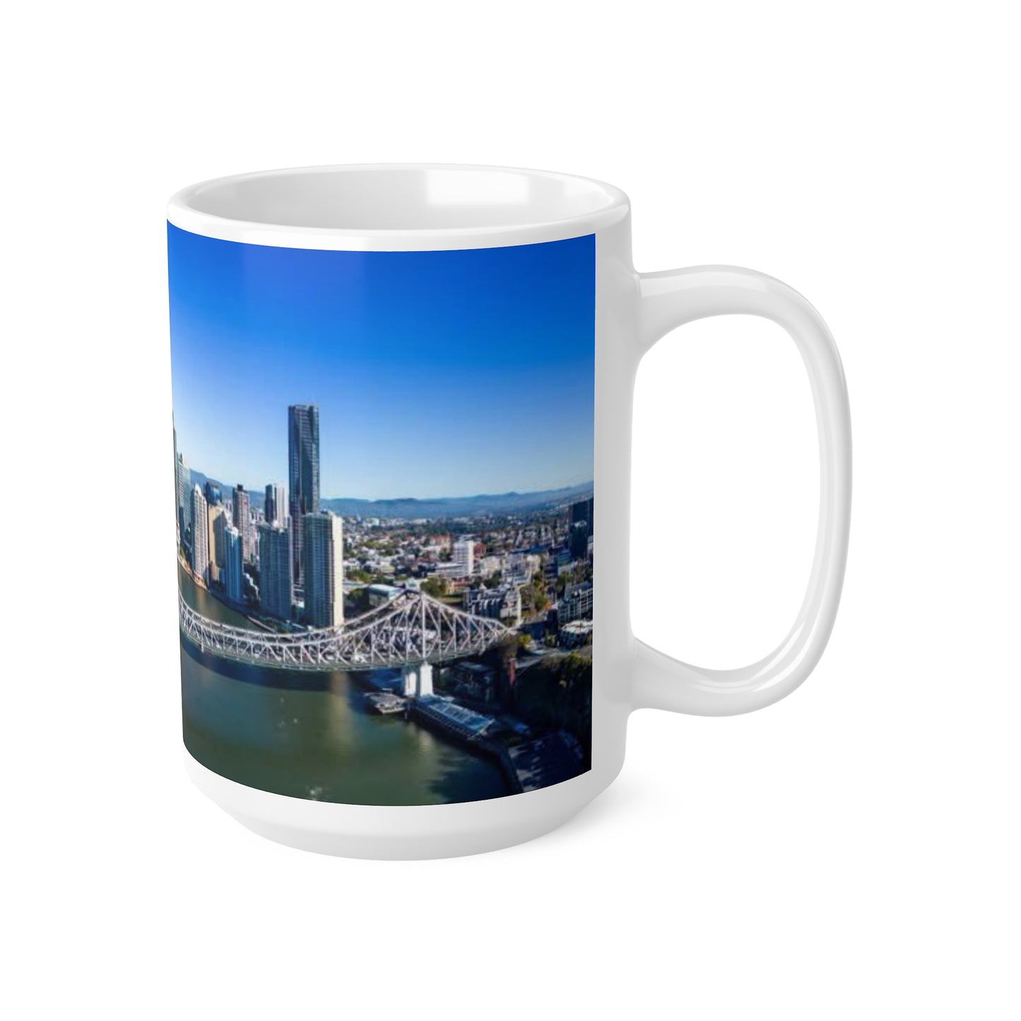 City Skyline Ceramic Mug — Scenic Riverfront Panorama (11oz, 15oz)